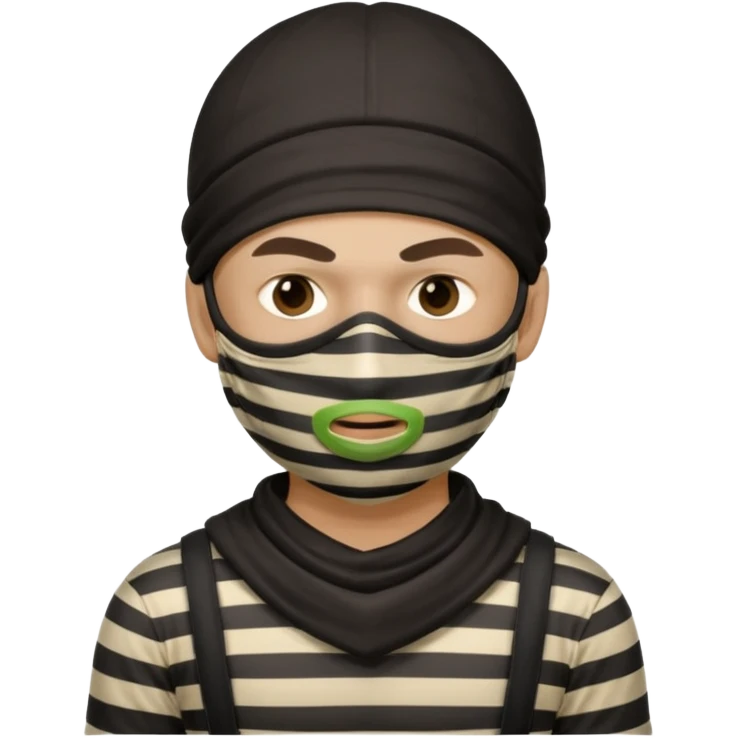 thief, with stripped shirt, facemask, thief mask. emoji