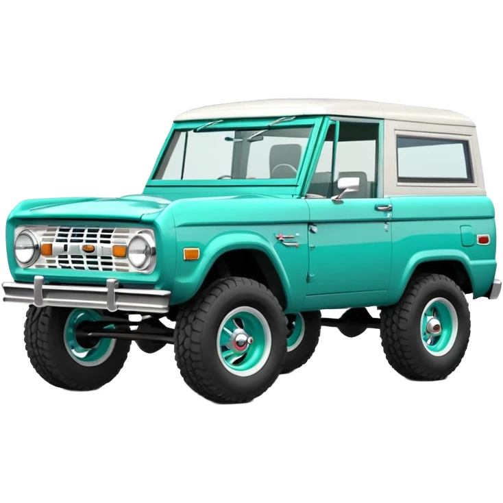 turquoise green classic ford bronco with slot alminum wheels emoji