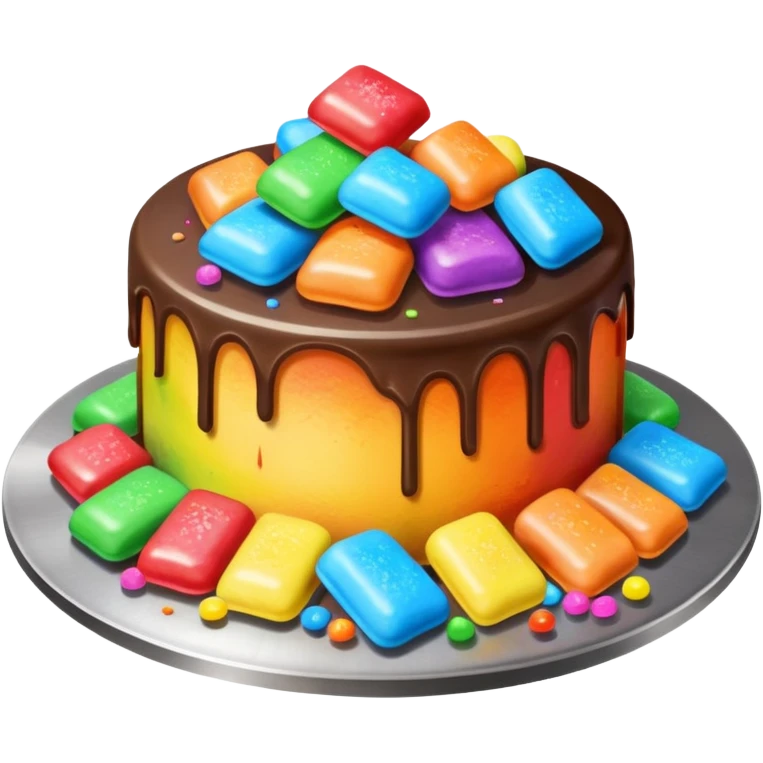 Blackstone grill with pile of mashed up rainbow candies and hibachi flippers emoji