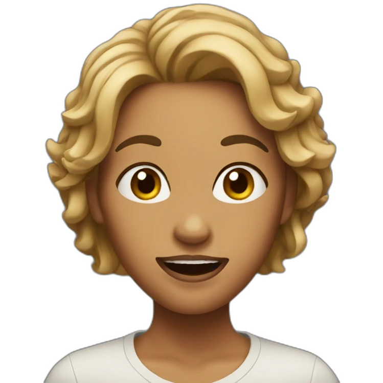 Woman with a big mouth and short brown haïr emoji