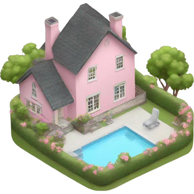 light pink cottage with swimming pool  emoji