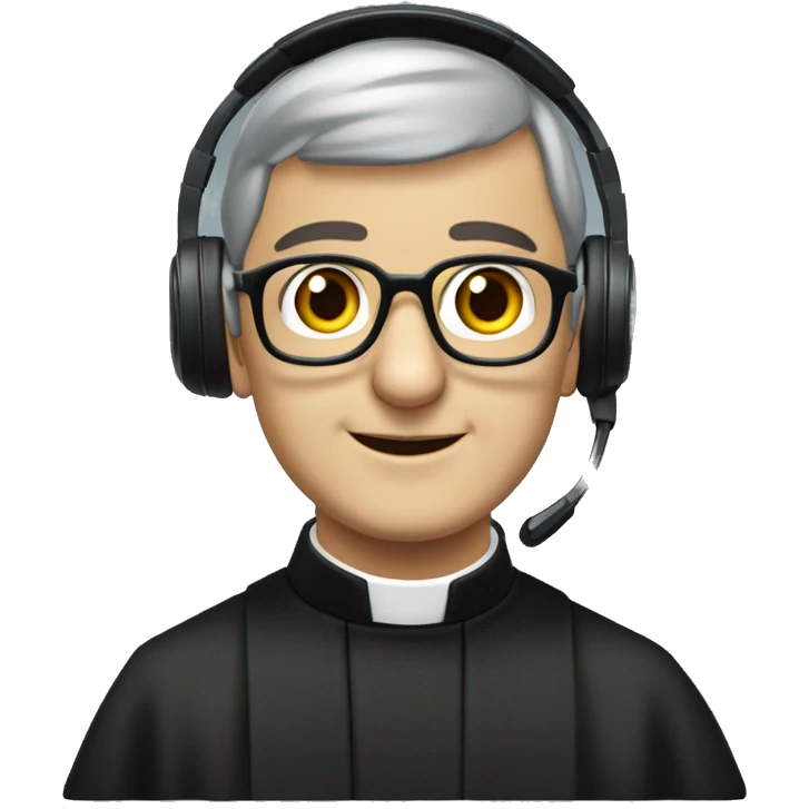 Priest Saint josemaria escriva with a headset emoji