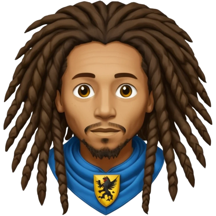 Bob Marley with gigantic dread locks heraldic crest emoji