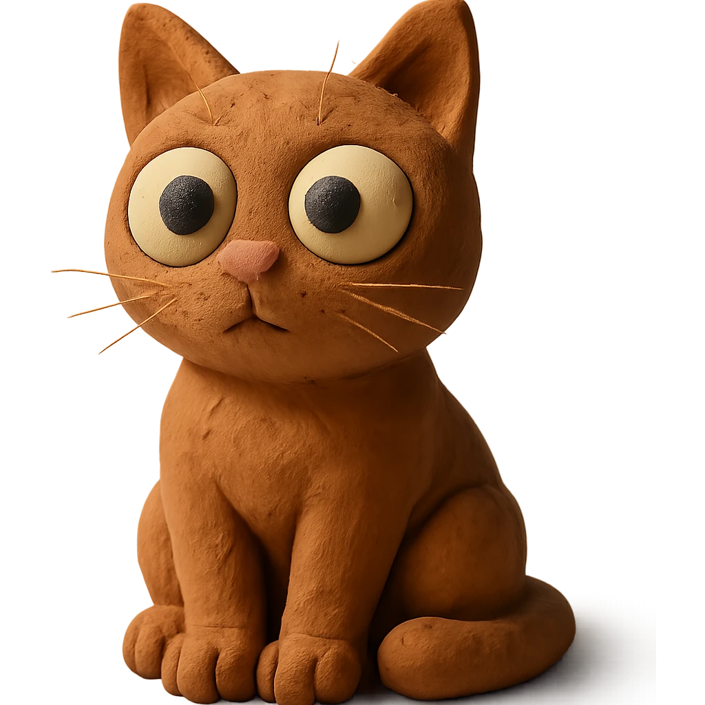 cat sitting with big eyes and soft lighting in claymation style emoji