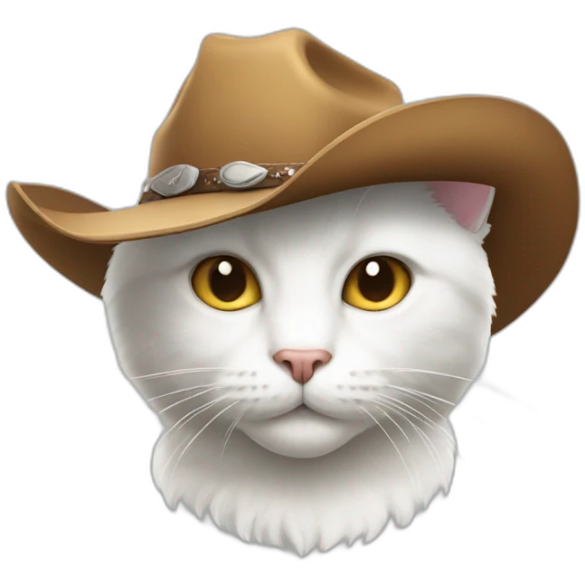 white cat cowboy hat emoji