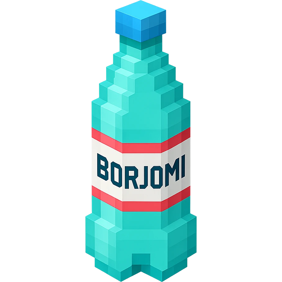 Borjomi bottle with a matte finish and a cap emoji