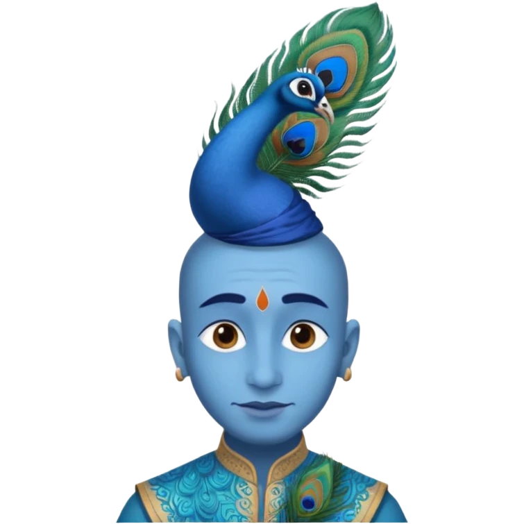 A man with blue skin peacock feather in head wearing dhoti kurta  emoji