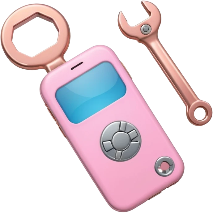 pink girly cellphone with a cute wrench emoji