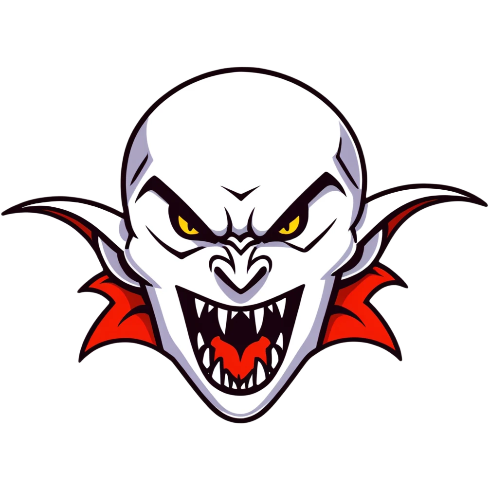 Menacing vampire with long deadly fangs emoji