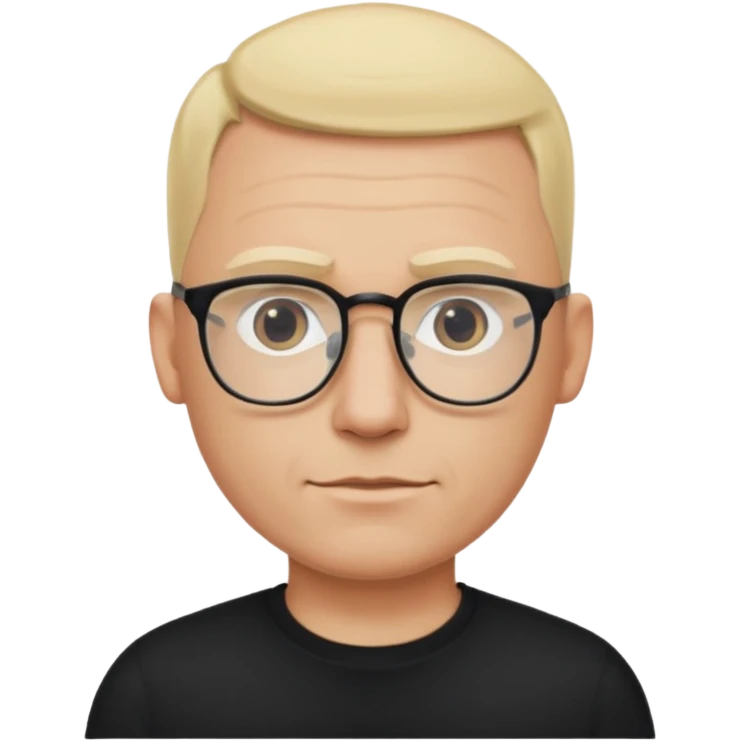 bald blonde man with eyeglasses with black shirt emoji