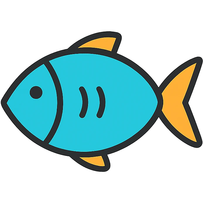 flat icon of a simple fish, minimal color, no gradients emoji