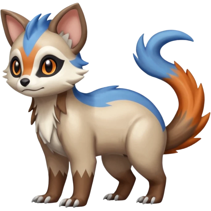 Shiny Brown Orange Blue White Beige Linoone-Absol-Trico-Furret-Hybrid (Full body) emoji