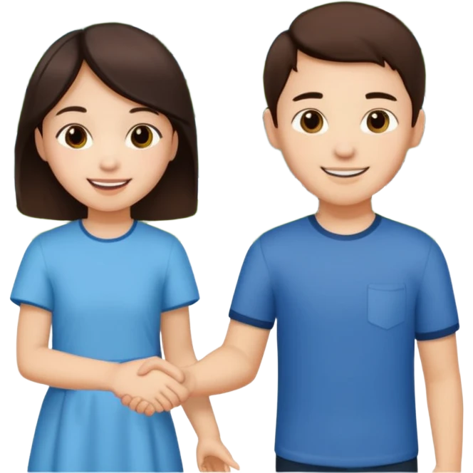 brunette boy holding Asian girl’s hand emoji