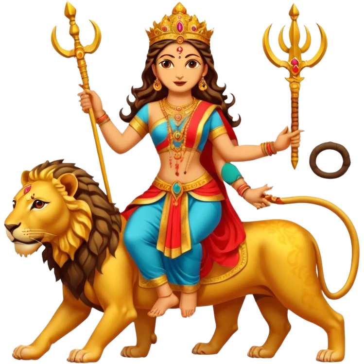 Divine Mother Durga & Lion in traditional pose. emoji