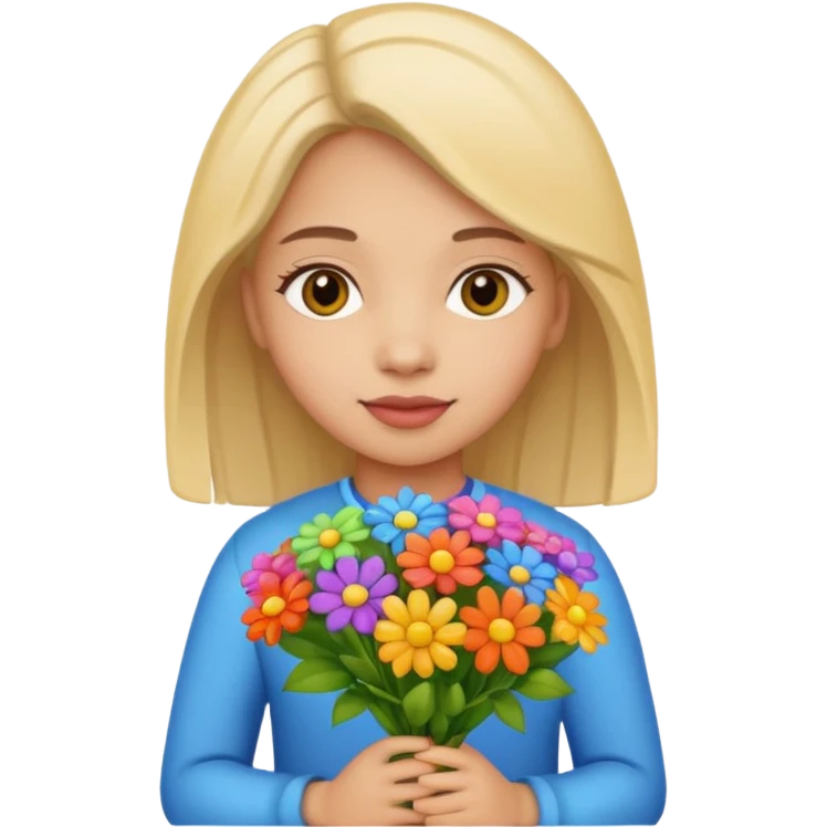 Niña con un ramo de flores emoji