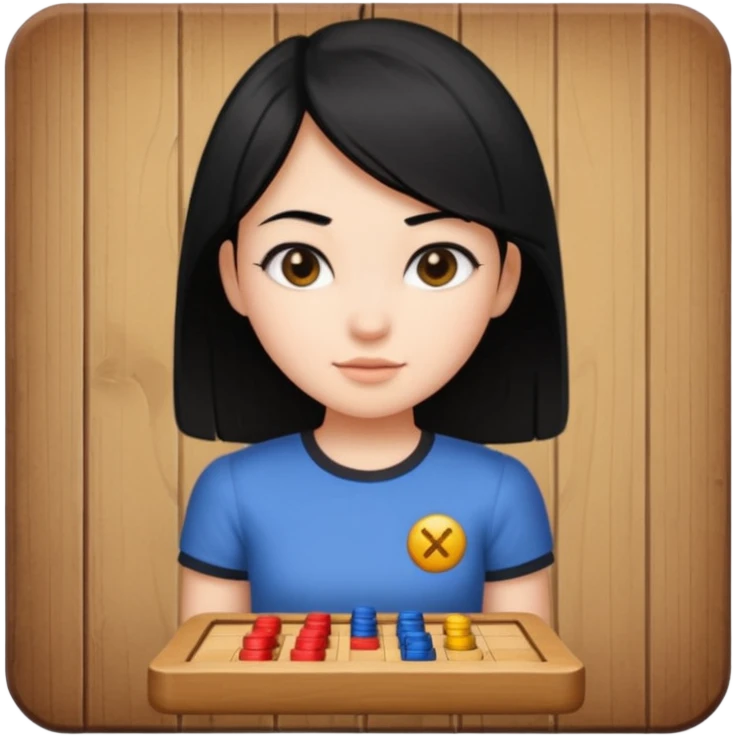 girl with black hair in short sleeves as a game piece emoji