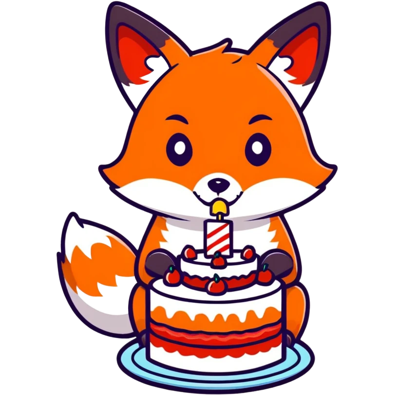 Red fox eating cake slice emoji