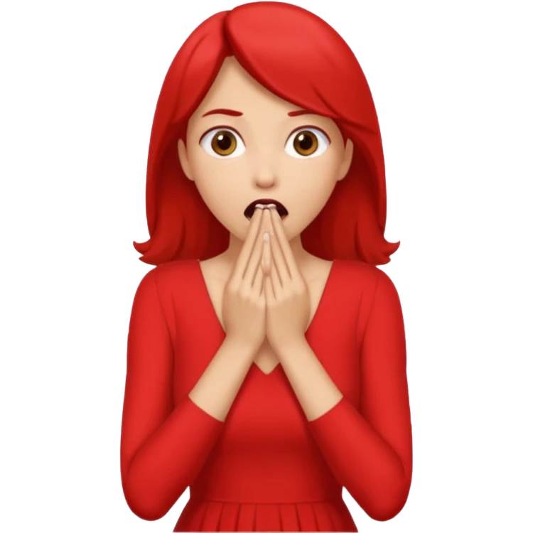 woman surprised with her hands over her mouth, full body emoji