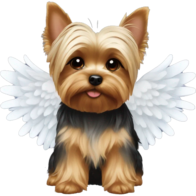 yorkie with angel wings and halo emoji