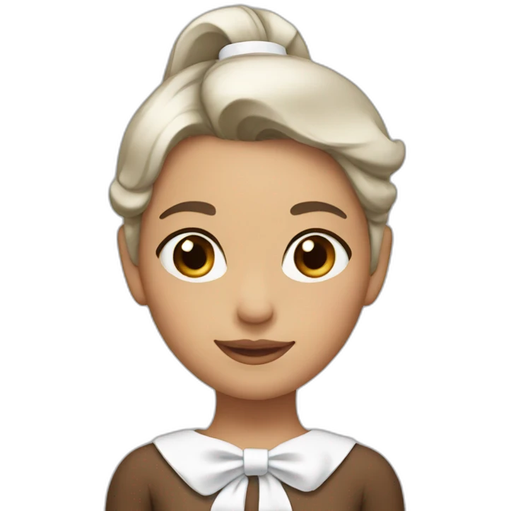 Girl with brown ponytail and white hairbow emoji