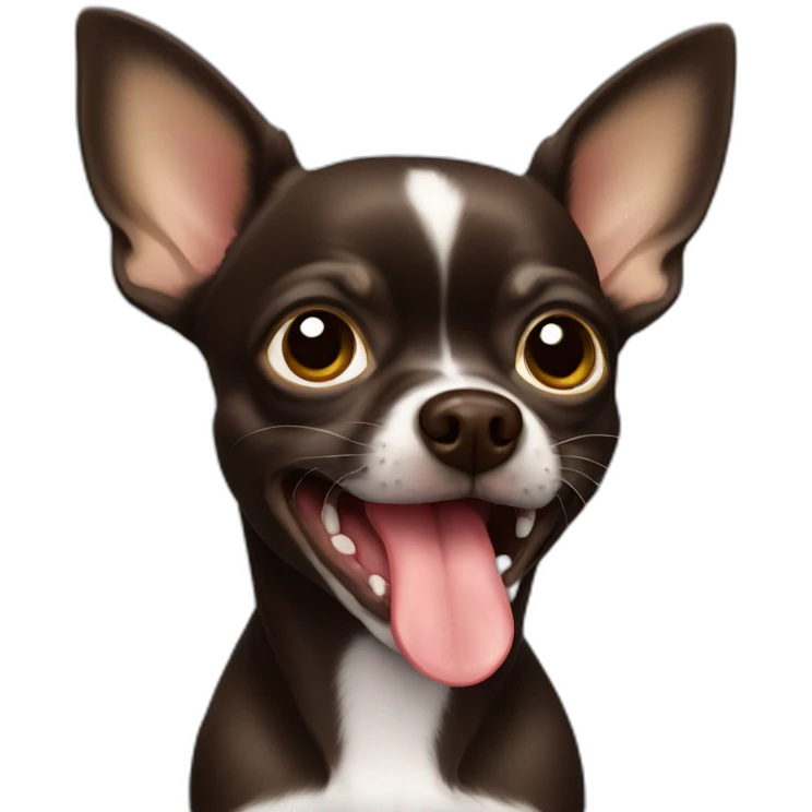 Dark brown chihuahua licking  emoji