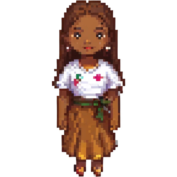 brown woman, pixel art style emoji