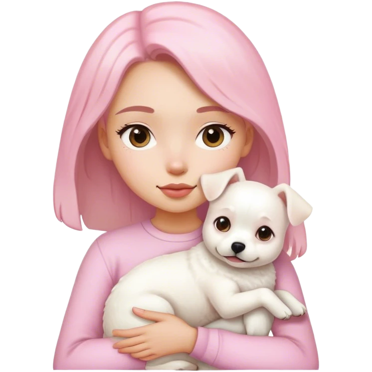 Pink Girl holding a white dog emoji