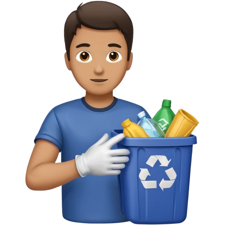 side view , all body , man taking out the trash emoji