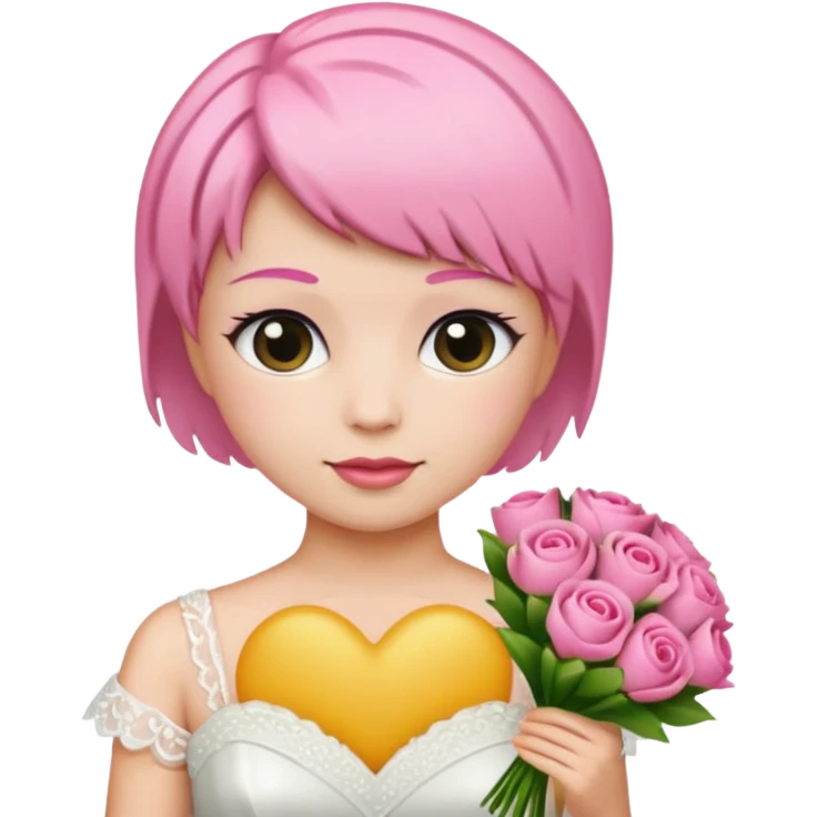 pink short haired bride with bouqet emoji