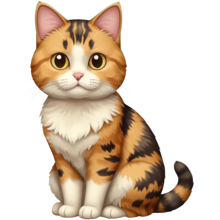 full body calico tabby  cat with small head and short but chubby body emoji