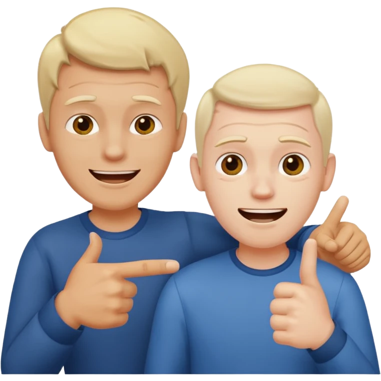 2 homme, un triste et l'autre qui le pointe du doigt en rigolant emoji