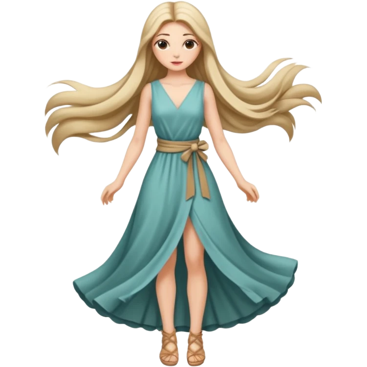 Empowered woman enjoying long tied hairs with full body emoji