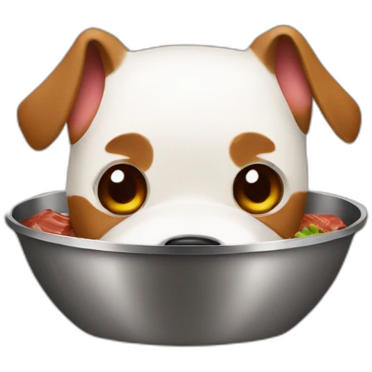 Dog bowl with steak emoji