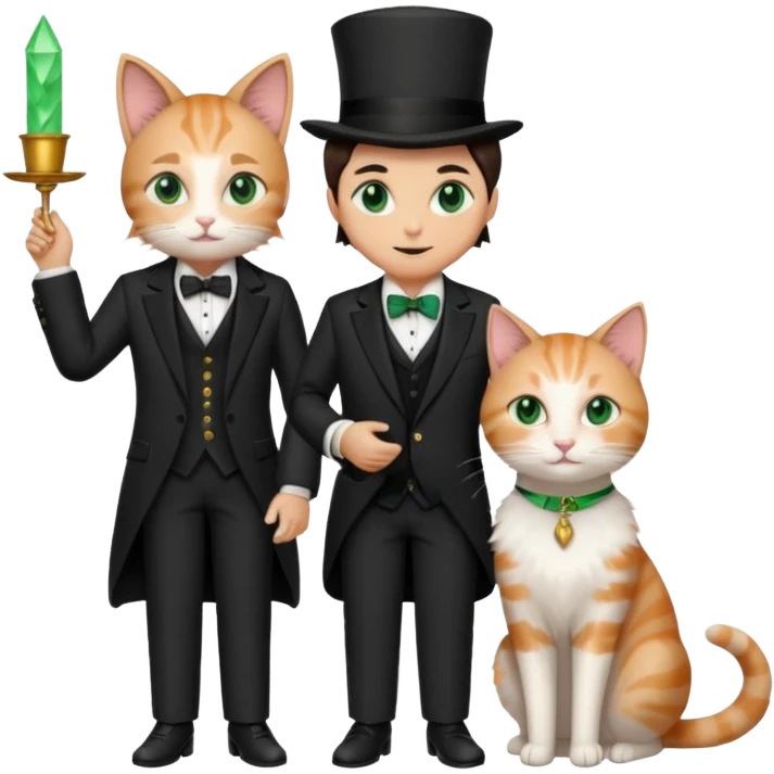magician couple and their pet cat emoji