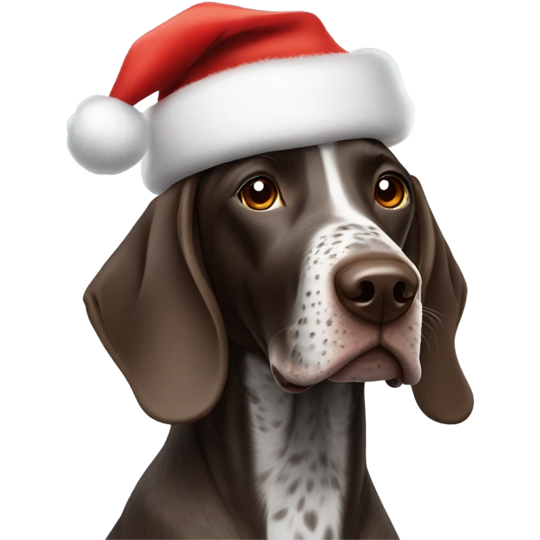 german shorthaired pointer wearing santa hat emoji