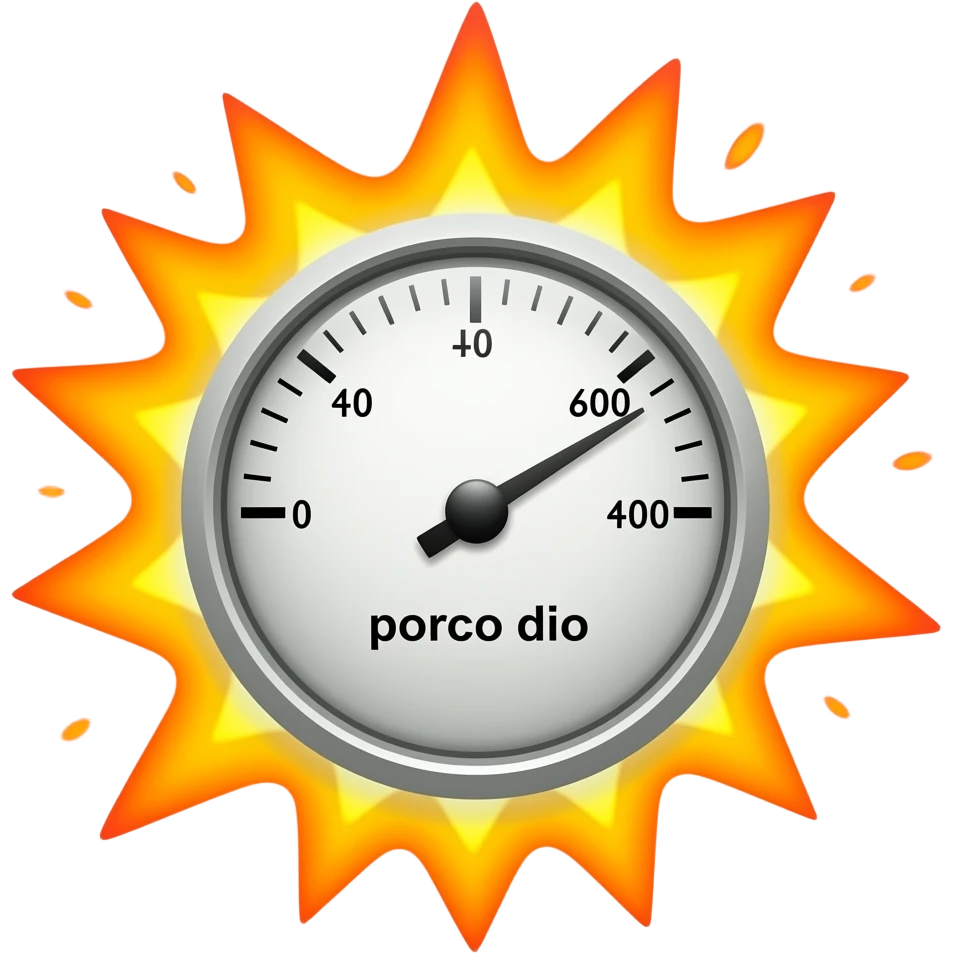 text "porco dio", on a meter to the max, values 0 to 600, meter to 600, explosion, fire emoji