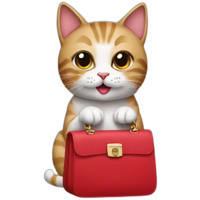 Cat with lipstick and bag emoji
