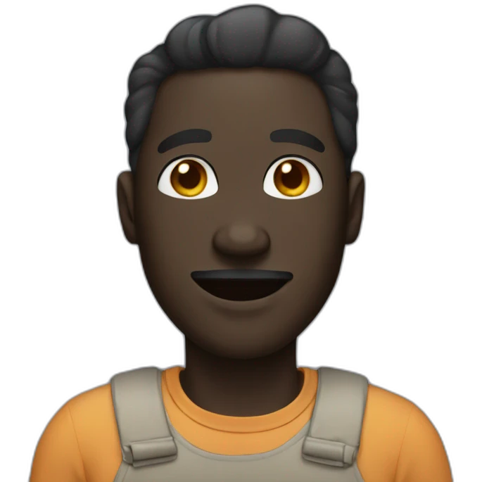 Mewing man with a black skin color emoji