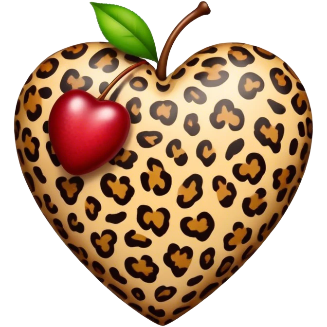 leopard print heart with cherry emoji