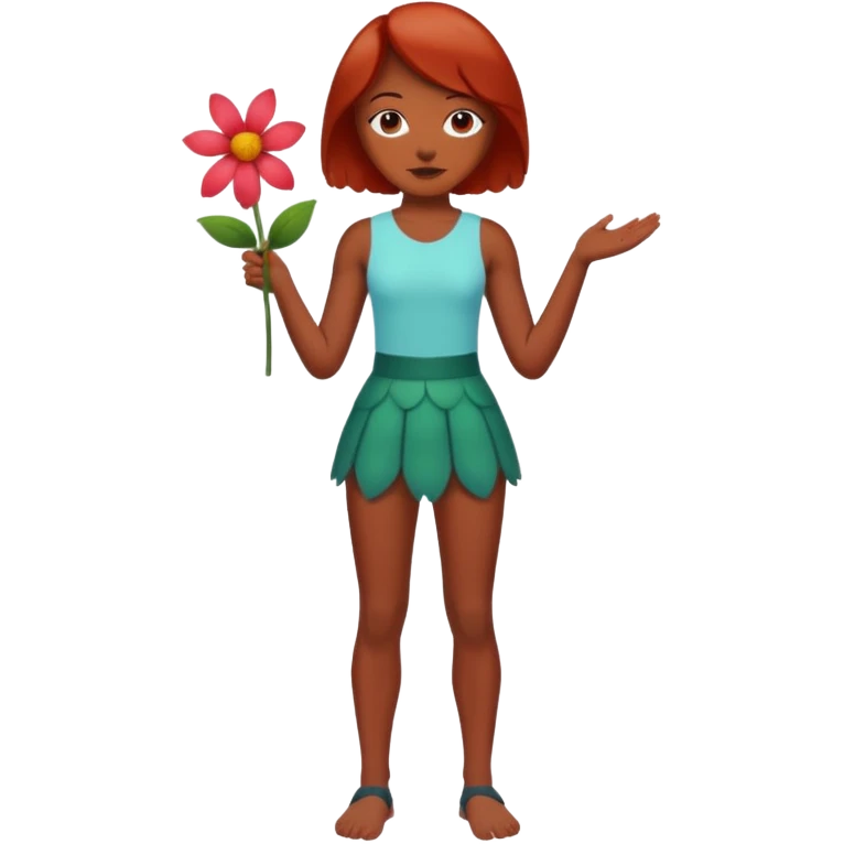 A flower like a monster with arms and legs, the body is a little bit black and the another bit brown like a demogorgon the head part red emoji