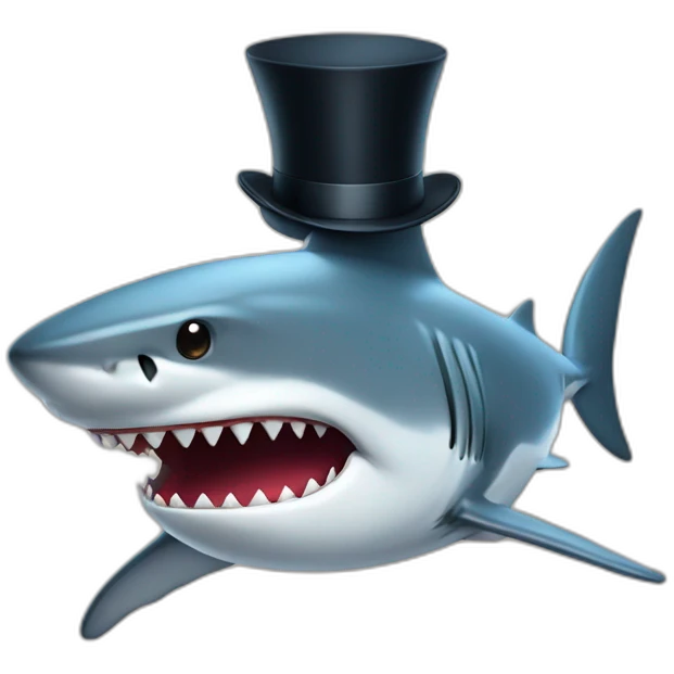 Shark with a top hat emoji