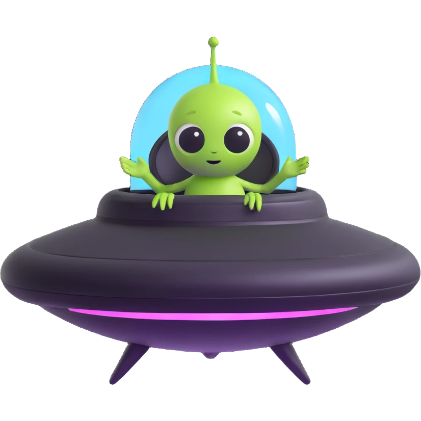 cute alien inside a flying saucer emoji