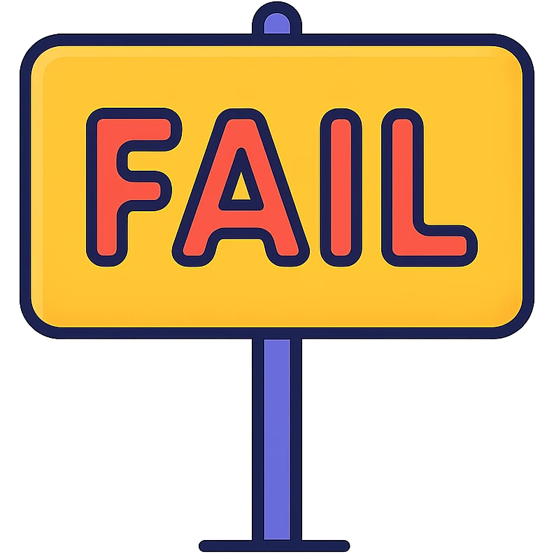 icon-style sign that says 'fail', clear and bold, suitable for use as an icon emoji