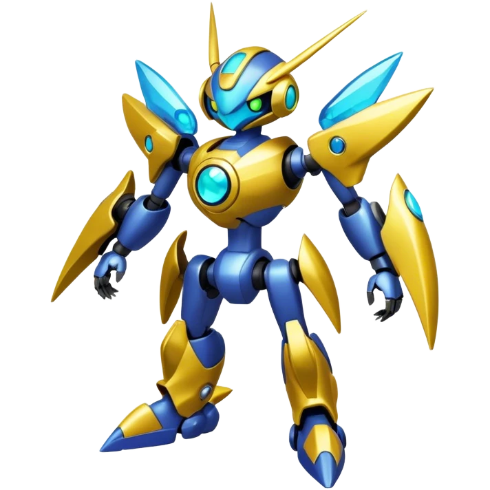 Shiny Futuristic Fakemon-Pokemon-Digimon-Spectrobes-Medabot-fusion, full body emoji