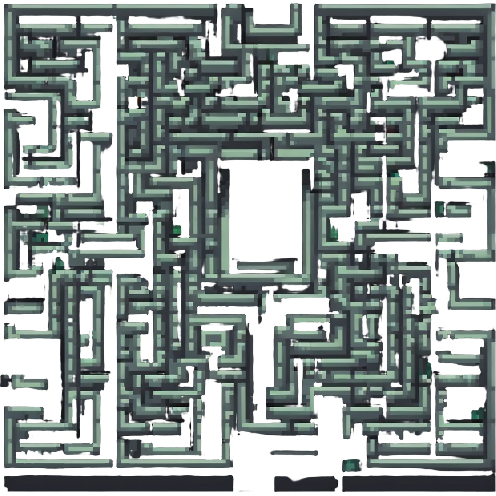 a maze in a pixel art style, retro and blocky emoji