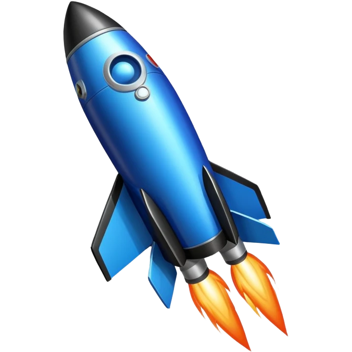 Rocket, dark black blue, inclined emoji