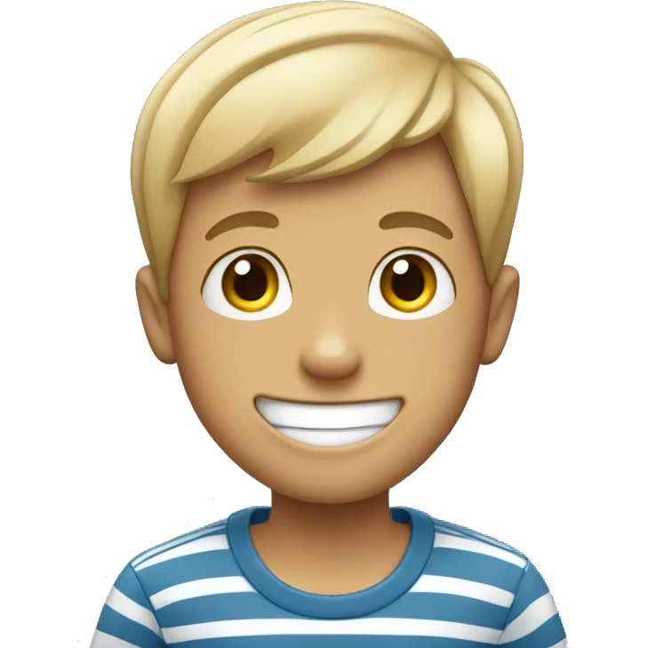 happy boys in striped shirts emoji