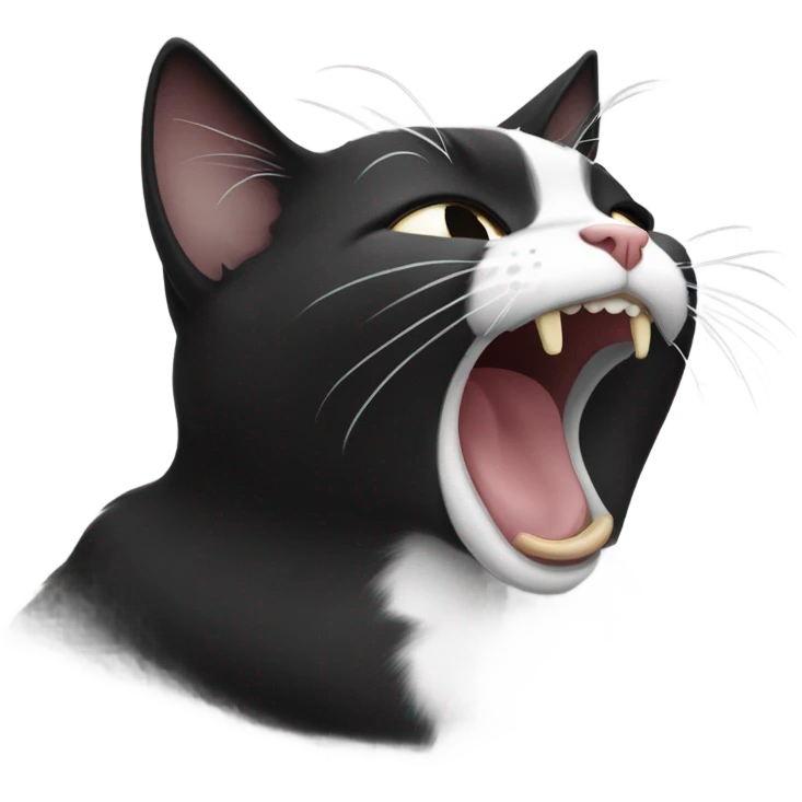 Black and white cat yawning emoji