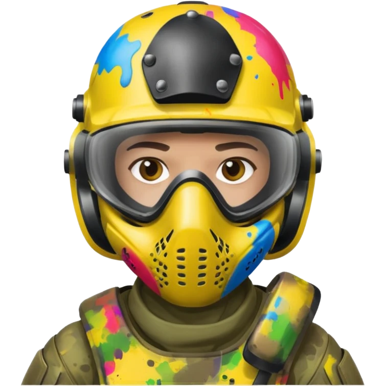 paintball player face shot with lots of colors emoji