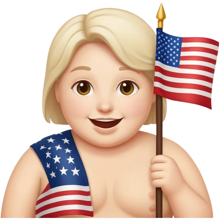 happy plump American with flag emoji